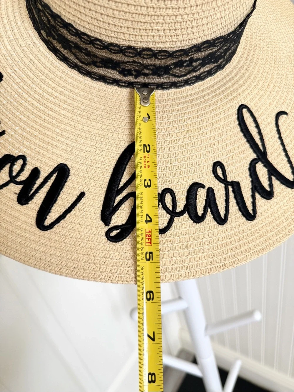 Chic Soul Embroidered “Baby on Board” Wide Brim Floppy Straw Hat | Adjustable